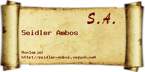 Seidler Ambos névjegykártya